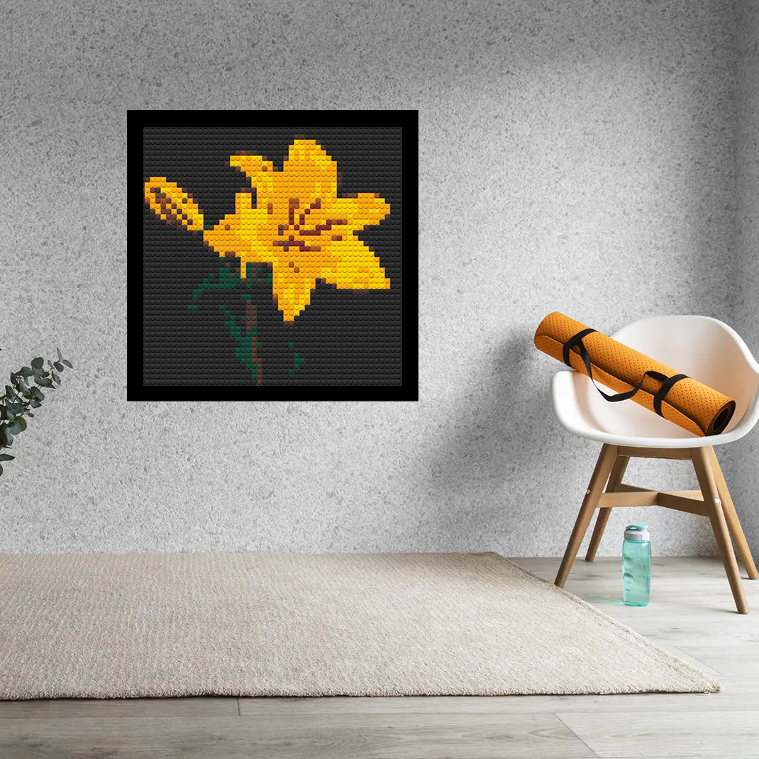 Asiatic Lily Home decoration Bricked Mosaic Portrait 16x16"