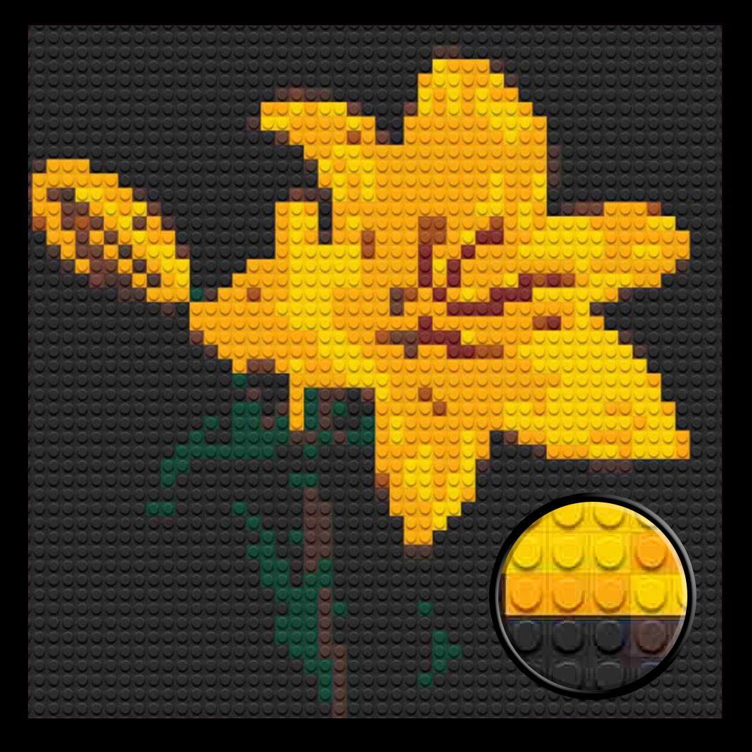 Asiatic Lily Home decoration Bricked Mosaic Portrait 16x16"