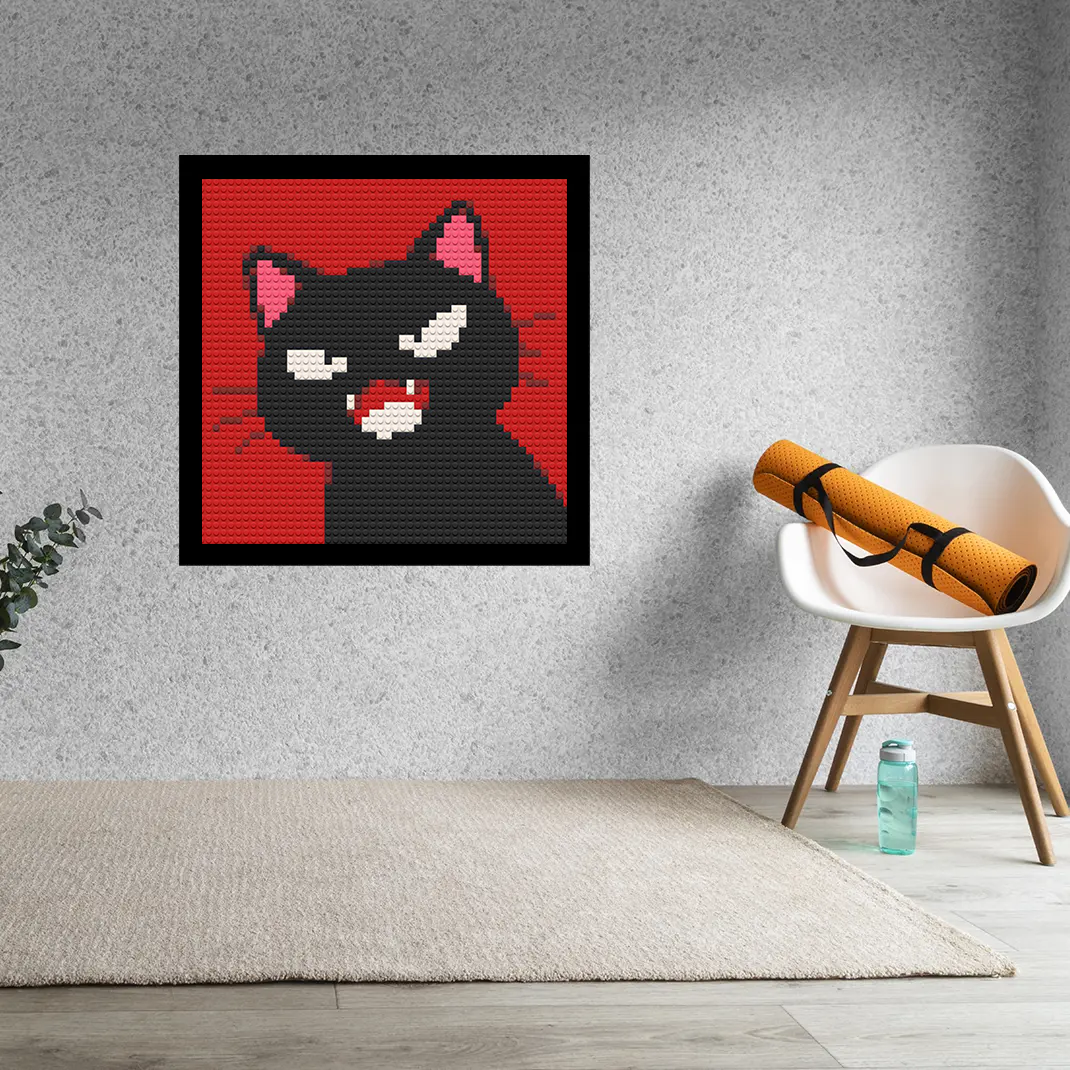 Angry-Black-Cat-Home-Decoration-Bricked-Mosaic-Portrait-16x16