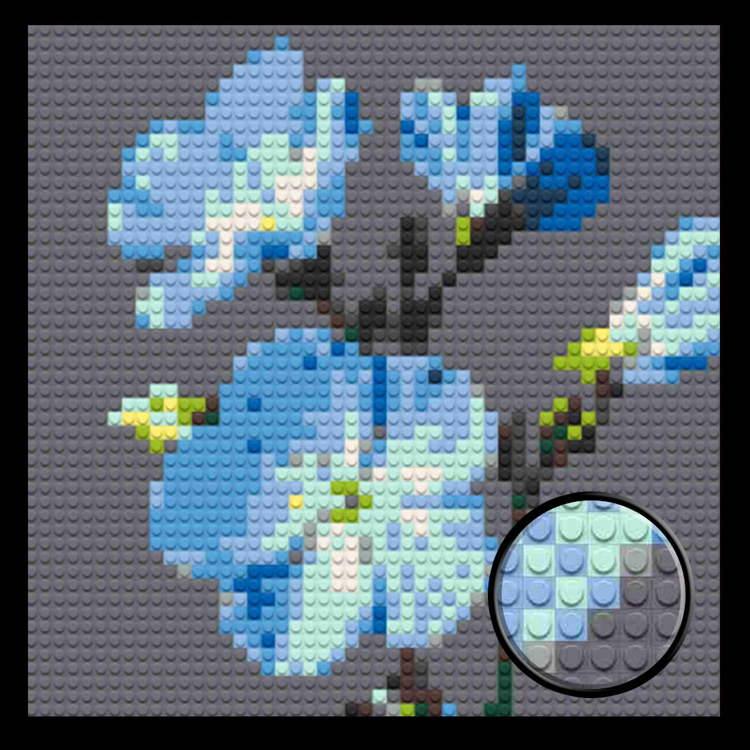 Blue Flax Flower Home decoration Bricked Mosaic Portrait 16x16"