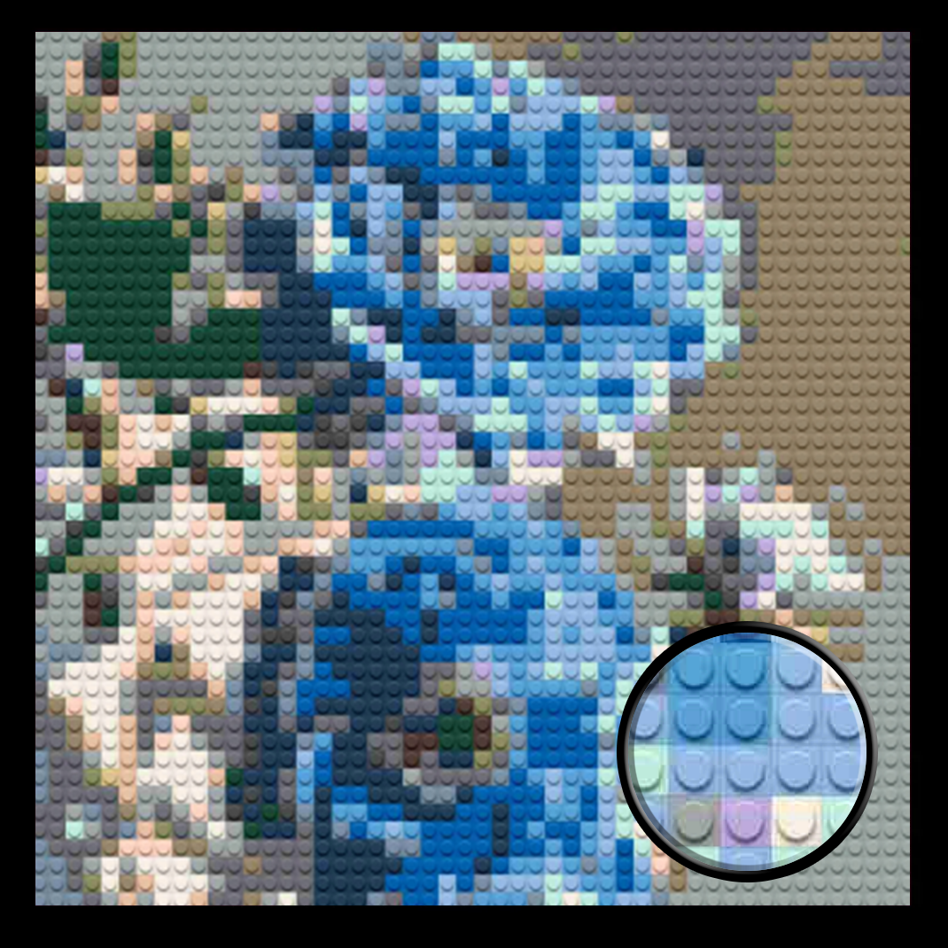 Blue Rose Flower Home decoration Bricked Mosaic Portrait 16x16"