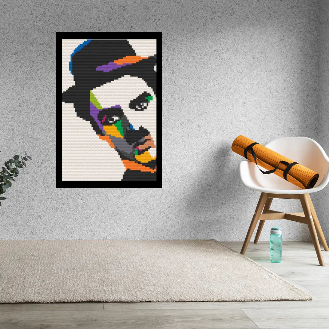Chaplin Art Piece Home Wall Decor Bricked Mosaic Portrait 20x30" Memobrick