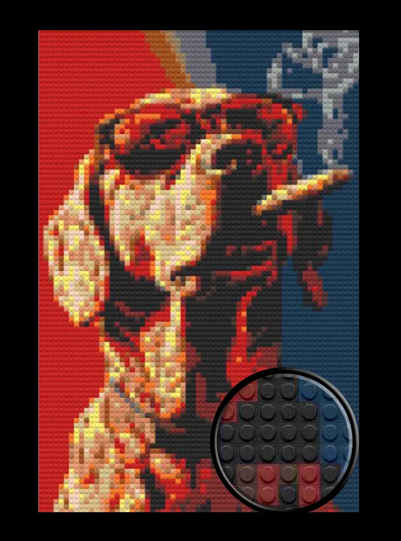 Cool Smoking Dog Bricked Mosaic Home Decor 20x30"