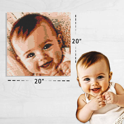 Custom Bricked Mosaic Portrait 20×20" Memobrick