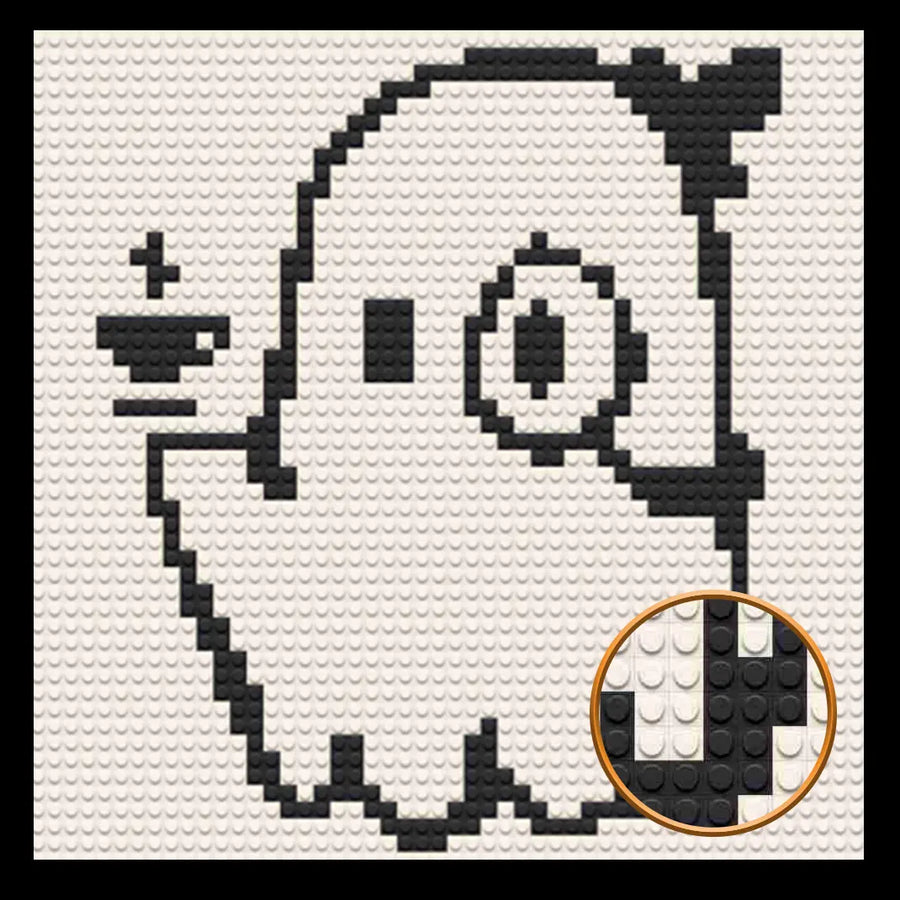 Cute Ghost Line Art Brick Mosaic Art Kit - 16x16 in DIY Wall Decor
