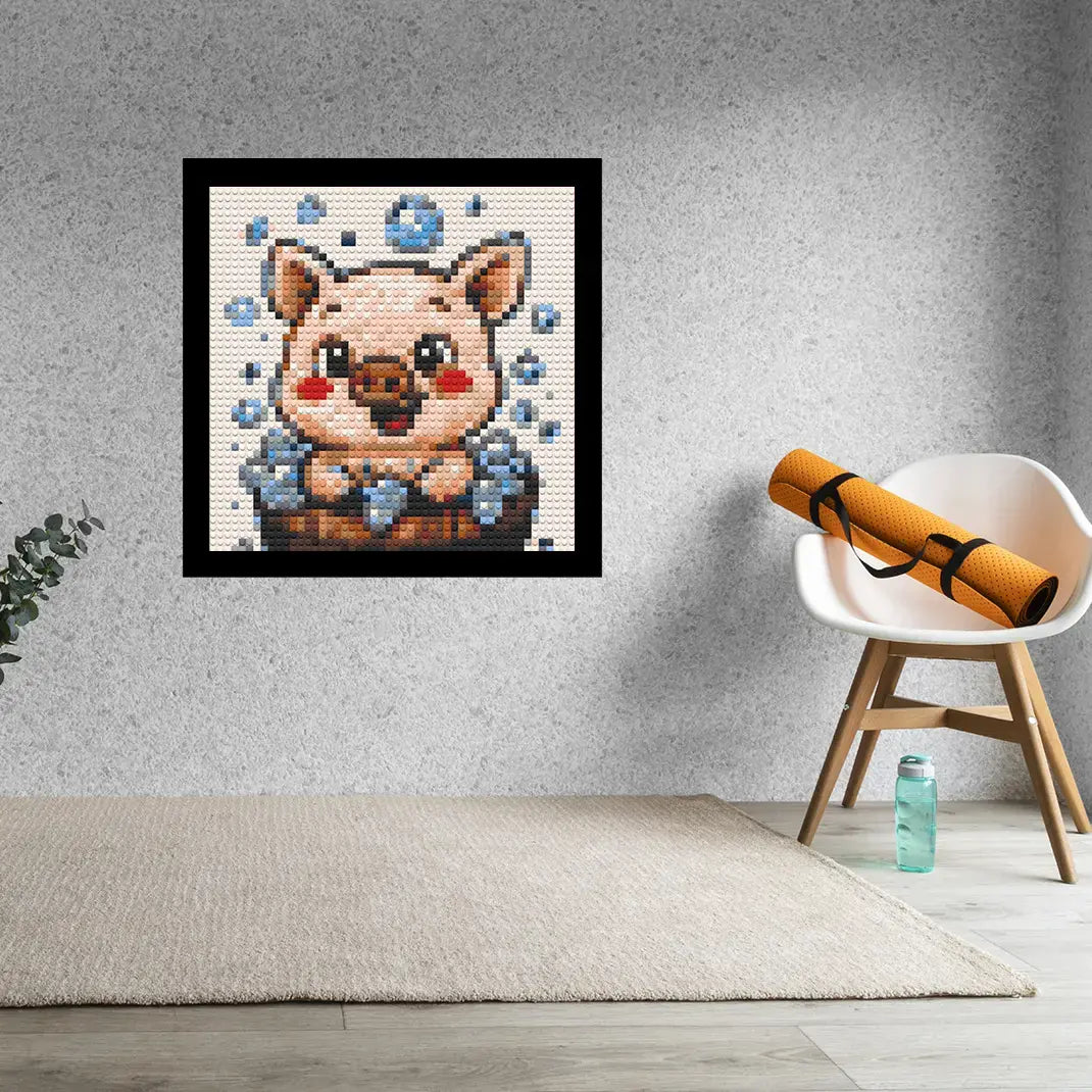 Cute Piglet Home decoration Bricked Mosaic Portrait 16x16"