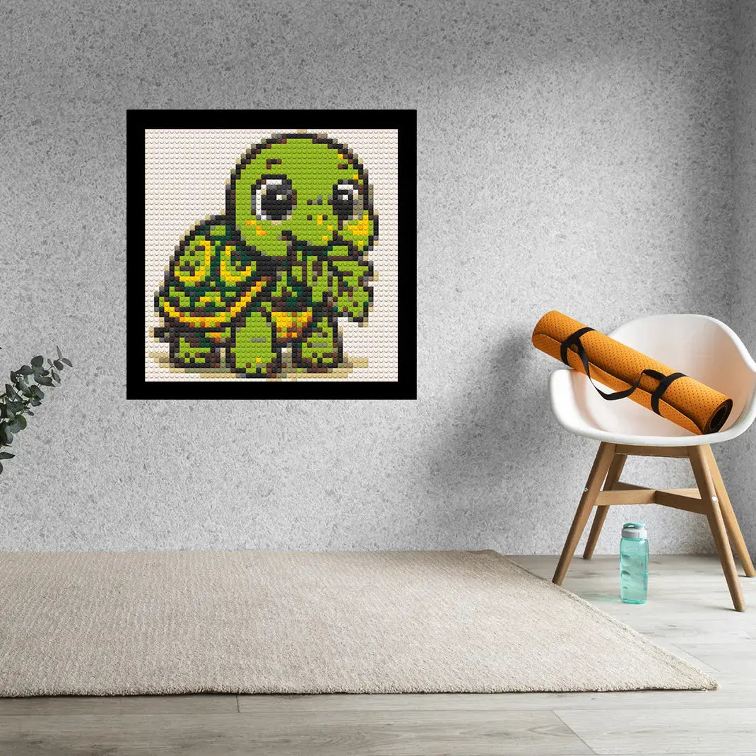 Cute Turtle Home decoration Bricked Mosaic Portrait 16x16"