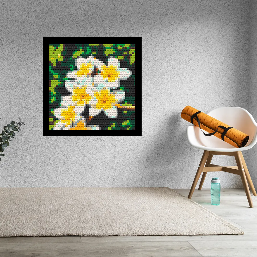 Frangipani Flower Home decoration Bricked Mosaic Portrait 16x16"