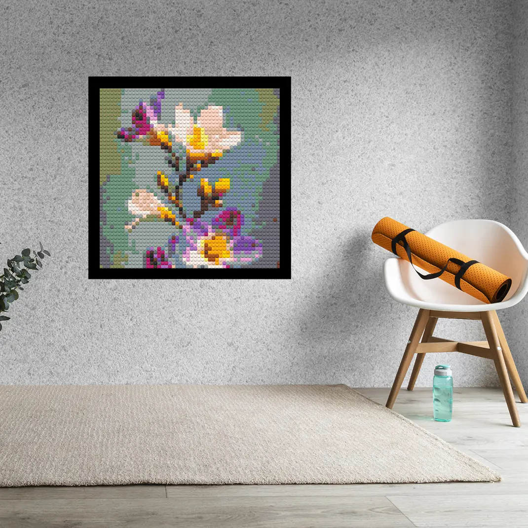 Freesia Flower Home decoration Bricked Mosaic Portrait 16x16"
