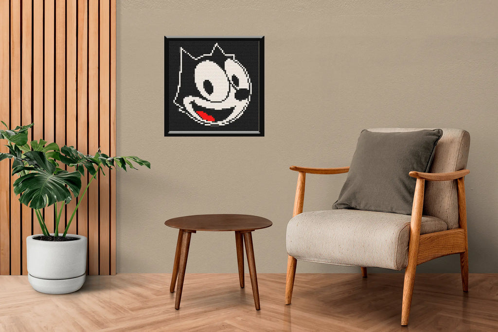 Felix The Cat Home Decor Bricked Mosaic Portrait 20x20 - Memobrick Felix The Cat Home Decor Bricked Mosaic Portrait 20x20 - Memobrick