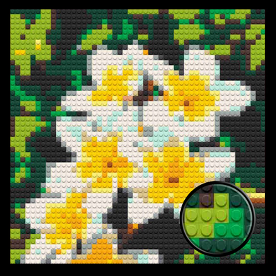 White Frangipani Brick Mosaic Art Kit - 16x16 in DIY Wall Decor