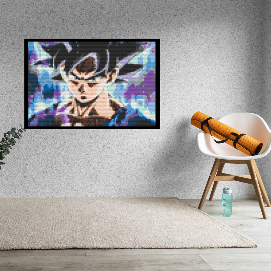 Goku Art Piece Home Wall Decor Bricked Mosaic Portrait 20x30