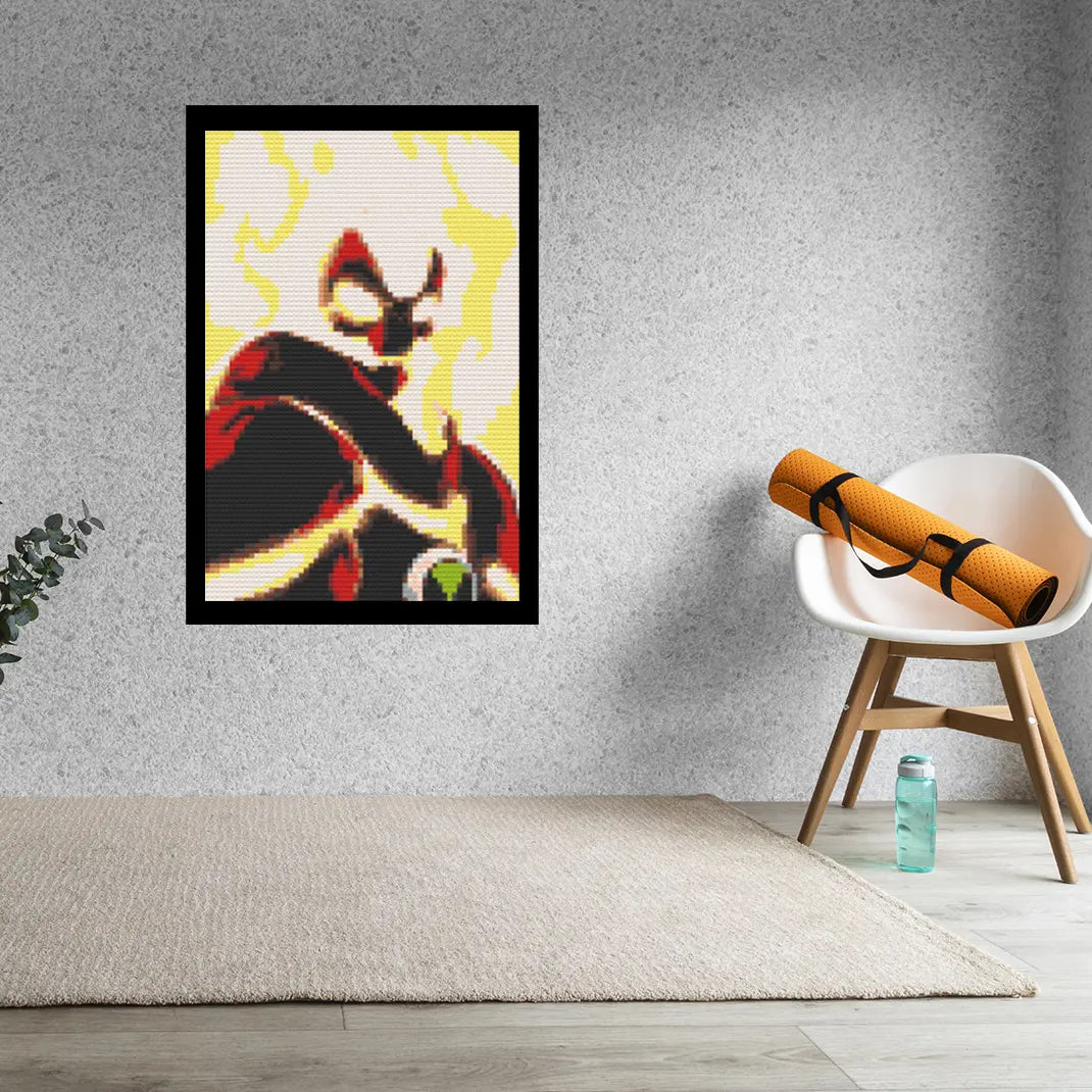 Heatblast Ben 10 Art Piece Home Wall Decor Bricked Mosaic Portrait 20x30" Memobrick