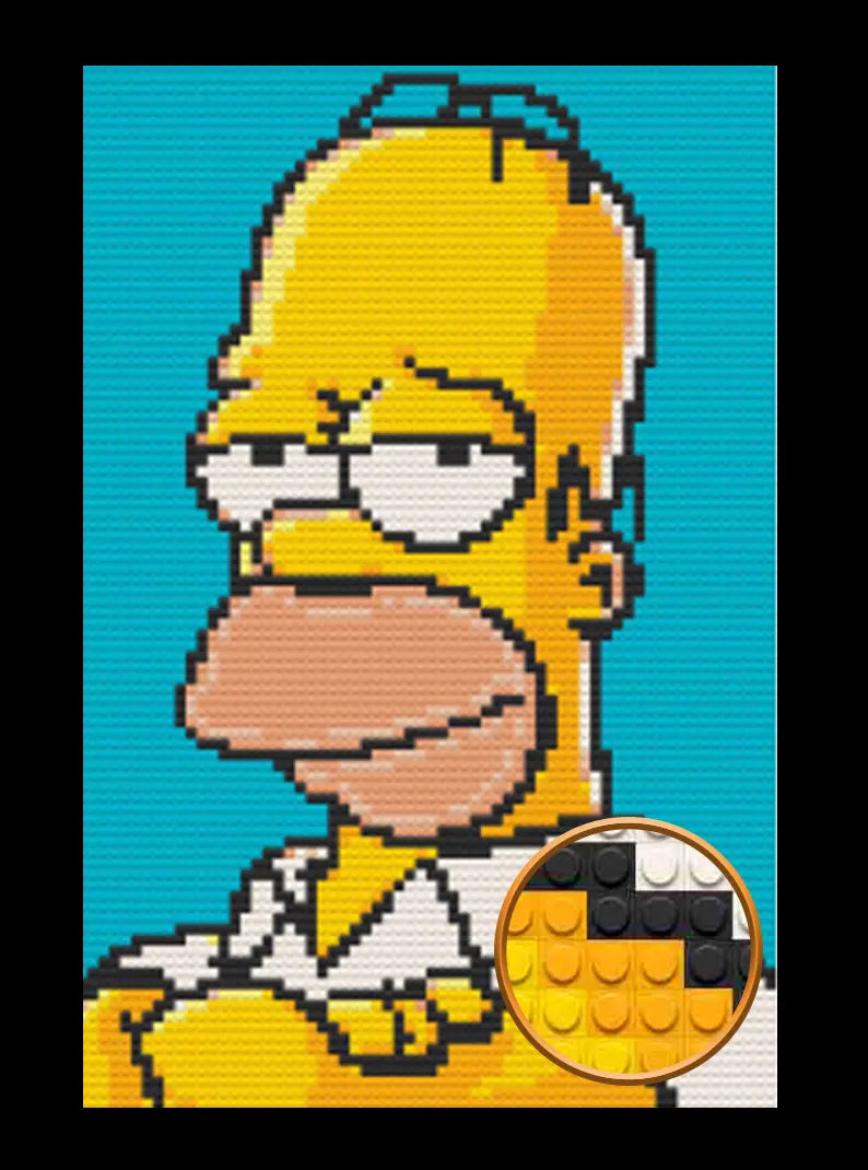 Homer Art Piece Home Wall Decor Bricked Mosaic Portrait 20x30" Memobrick