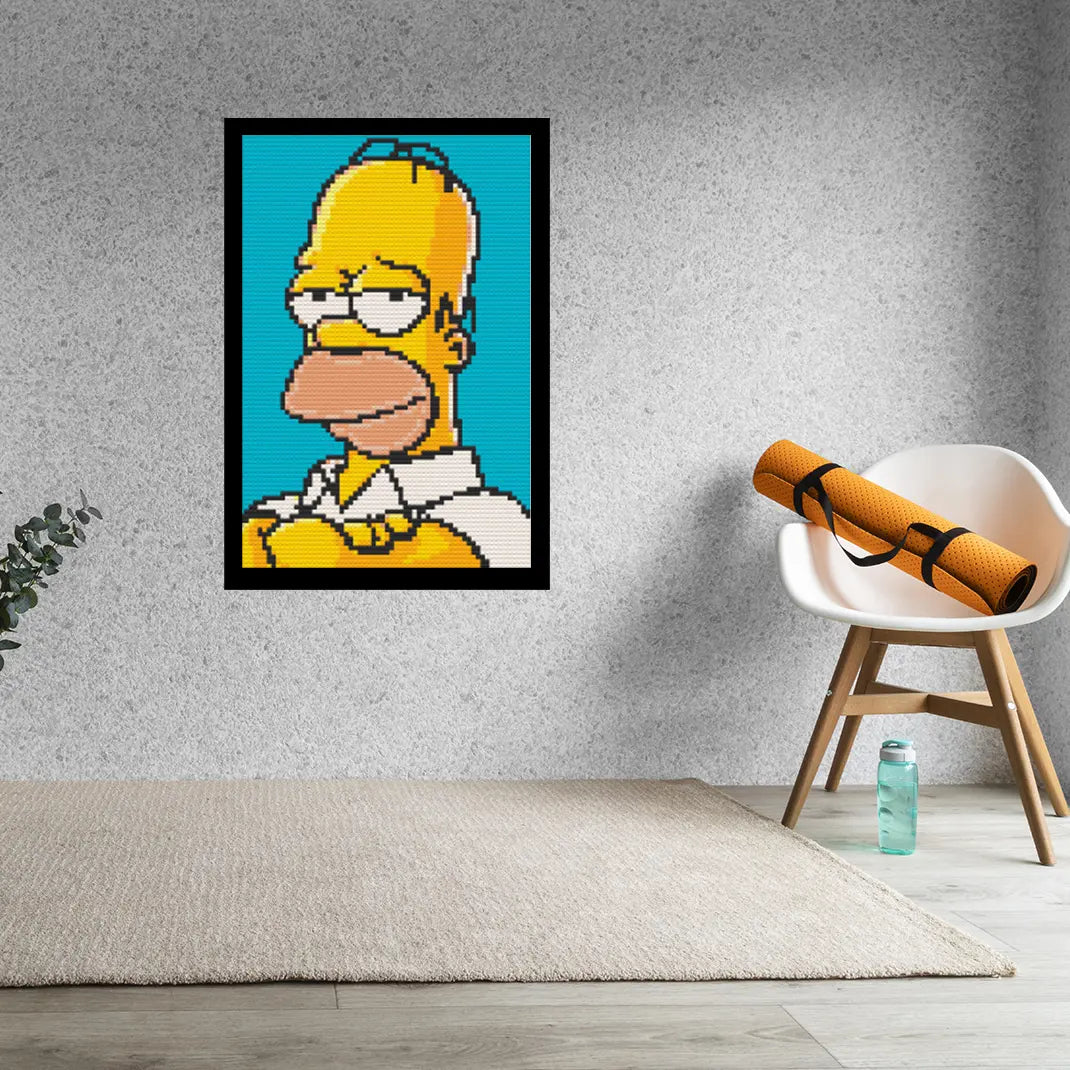 Homer Art Piece Home Wall Decor Bricked Mosaic Portrait 20x30" Memobrick
