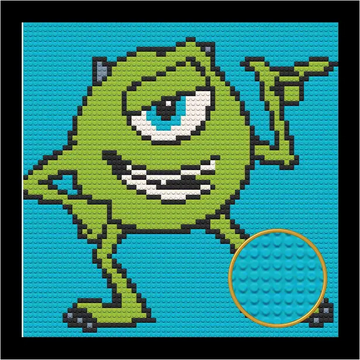 MONSTER INC.MIKE BRICKED MOSAIC PORTRAIT 20X20 Memobrick