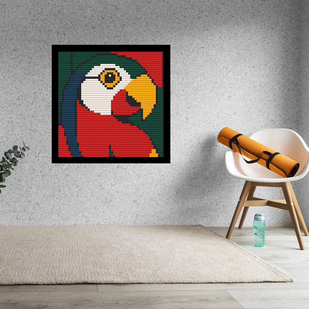 Parrot Abstract Selfie Home decoration Bricked Mosaic Portrait 16x16"