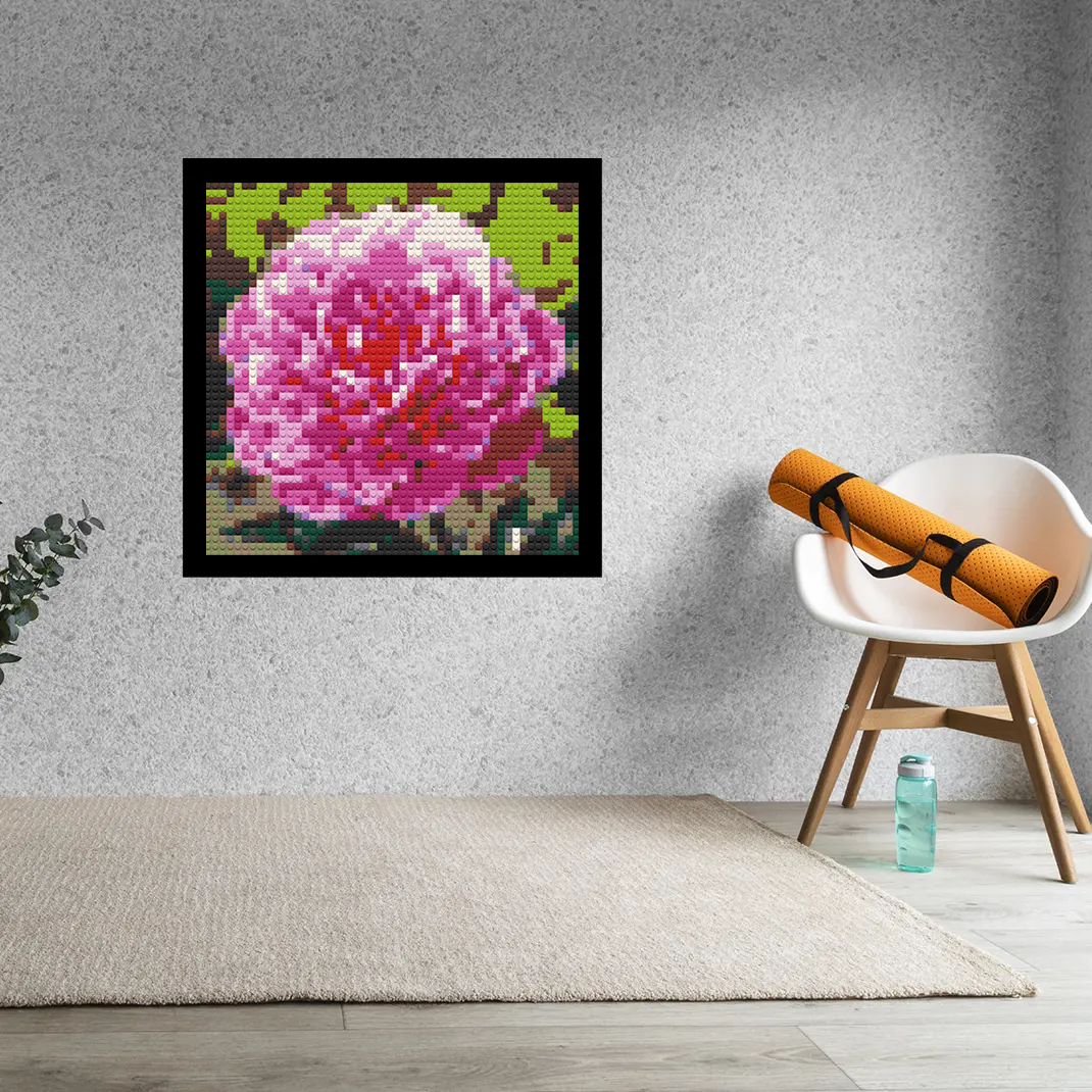 Peonies Flower Home decoration Bricked Mosaic Portrait 16x16"