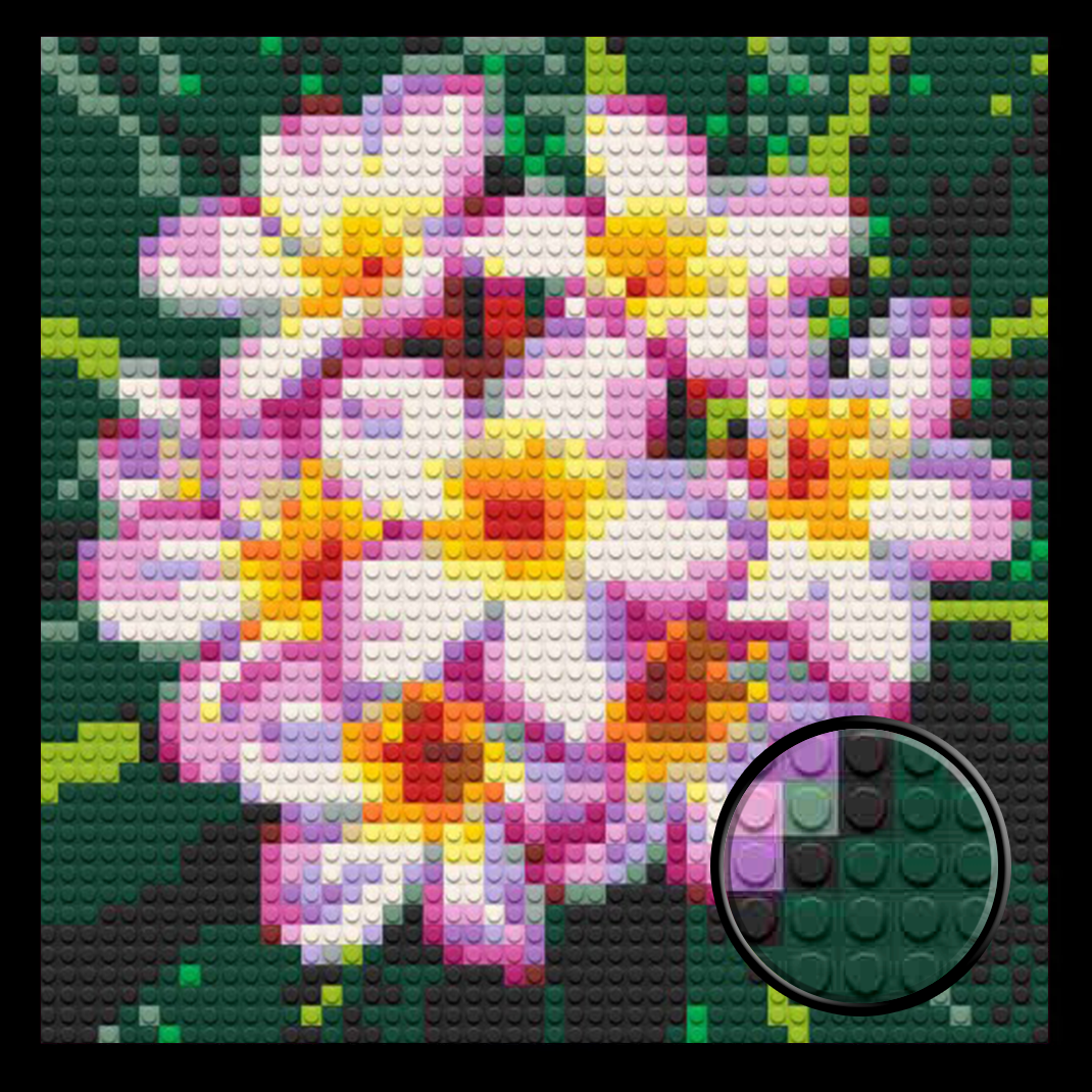 Pink Frangipani Flower Home decoration Bricked Mosaic Portrait 16x16"