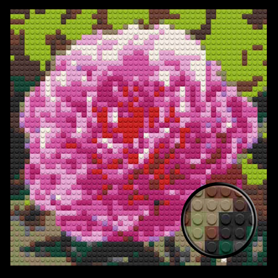 Pink Peony Brick Mosaic Art Kit - 16x16 in DIY Wall Decor