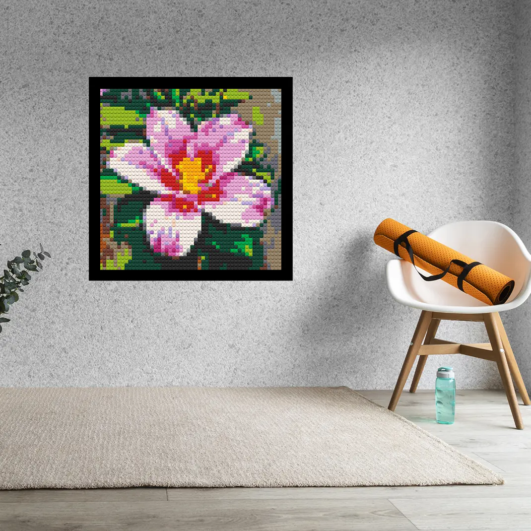 Pink-Lily-Flower-Home-Decoration-Bricked-Mosaic-Portrait-16x16