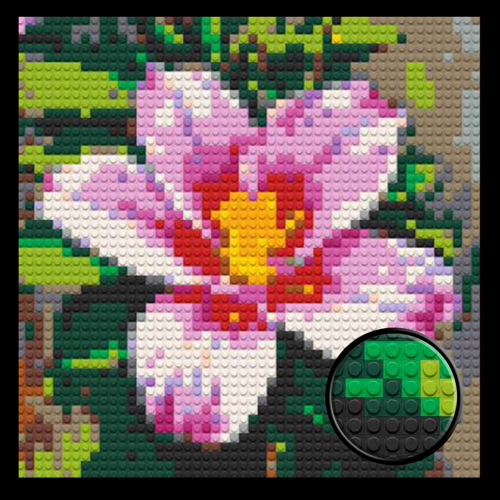 Pink-Lily-Flower-Home-Decoration-Bricked-Mosaic-Portrait-16x16
