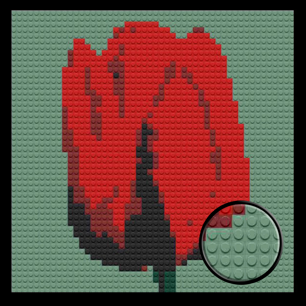 Red Tulips Home decoration Bricked Mosaic Portrait 16x16"