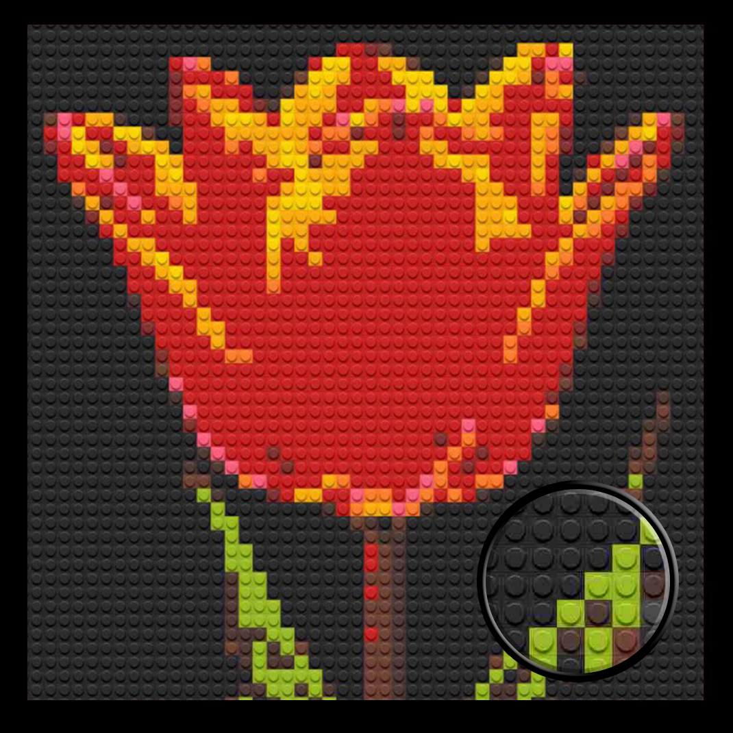 Rose Home decoration Bricked Mosaic Portrait 16x16"