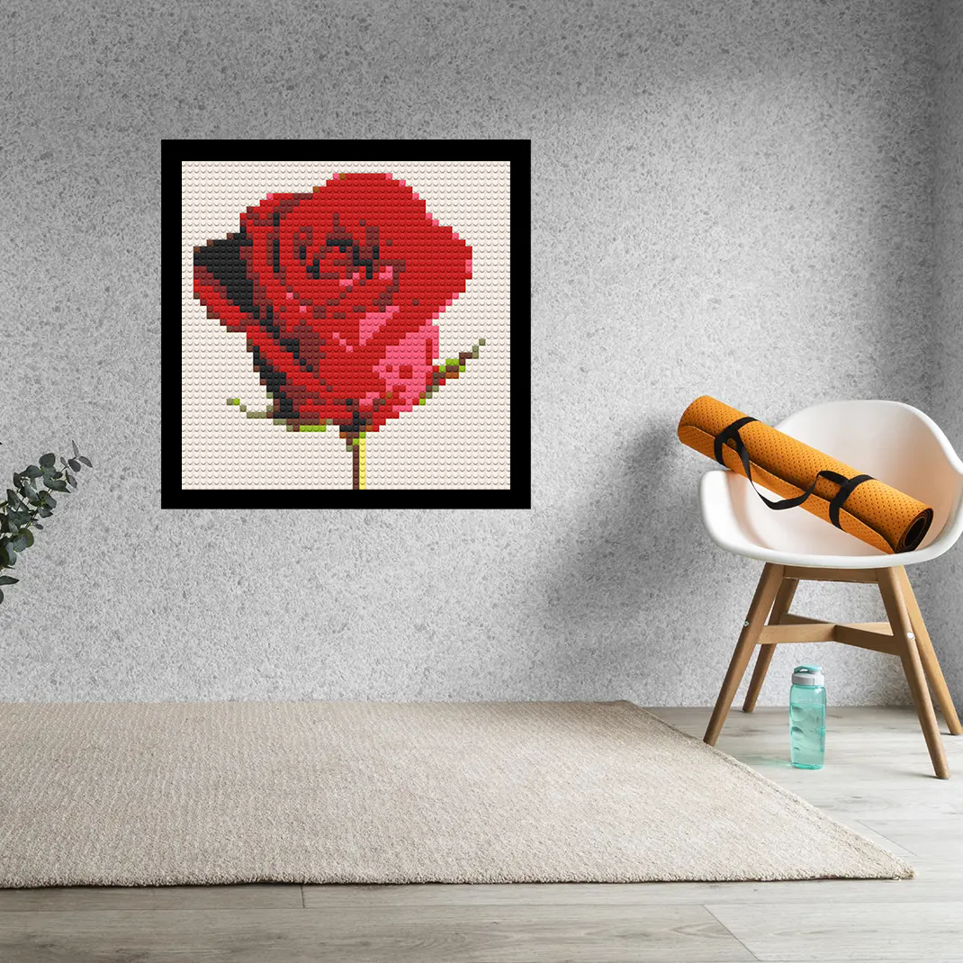Rose Home decoration Bricked Mosaic Portrait 16x16"