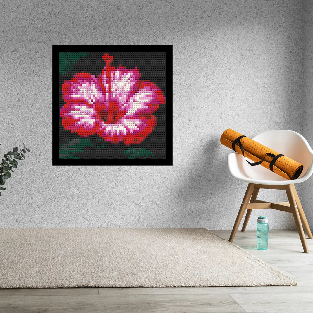 Rose Mallow Home decoration Bricked Mosaic Portrait 16x16"