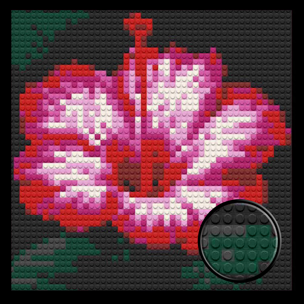 Rose Mallow Home decoration Bricked Mosaic Portrait 16x16"