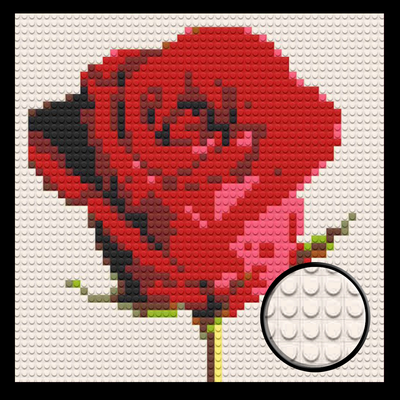 Red Rose Brick Mosaic Art Kit - 16x16 in DIY Wall Decor