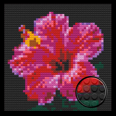 Pink Hibiscus Brick Mosaic Art Kit - 16x16 in DIY Wall Decor