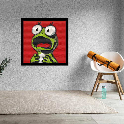 Shocked Frog Home decoration Bricked Mosaic Portrait 16x16