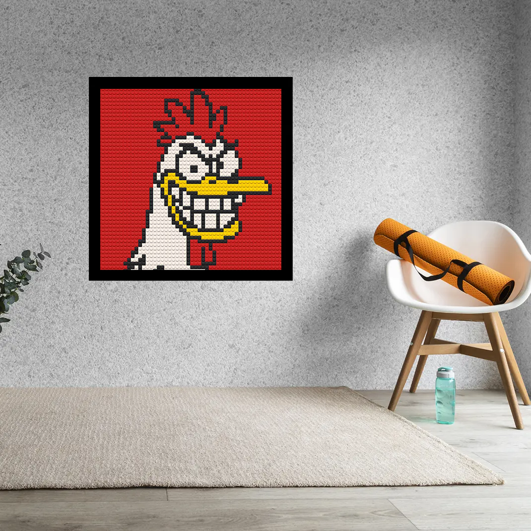 Smiling Rooster  Home decoration Bricked Mosaic Portrait 16x16"