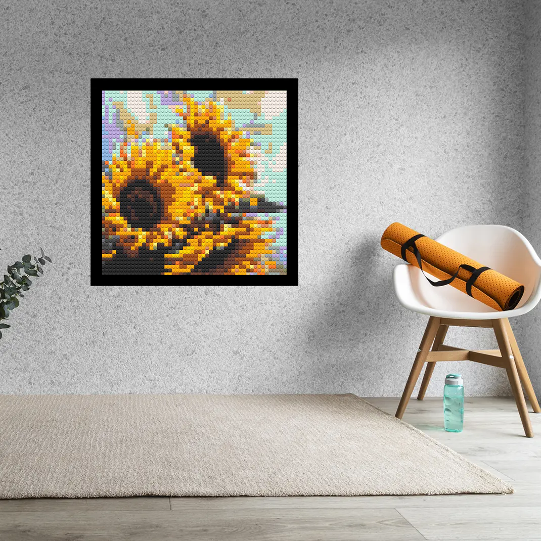 Sunflowers Home decoration Bricked Mosaic Portrait 16x16"
