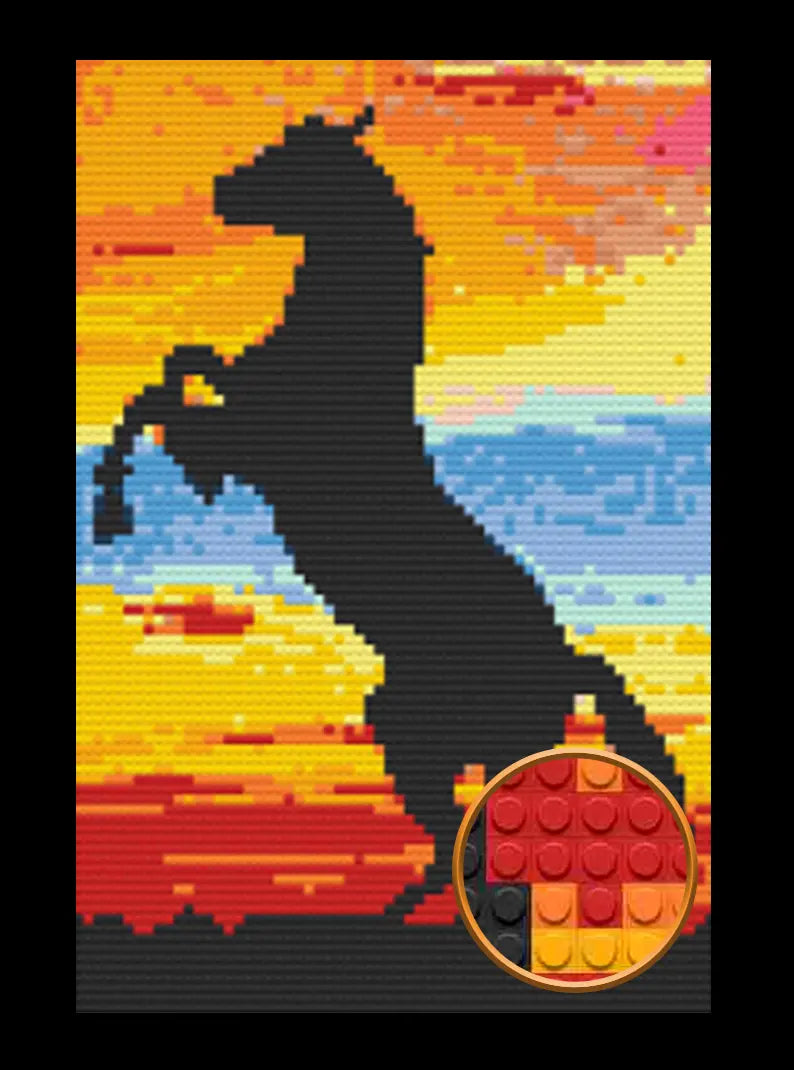 Wild Horse at Sunset Brick Mosaic Art Kit - 20x30 in DIY Wall Decor
