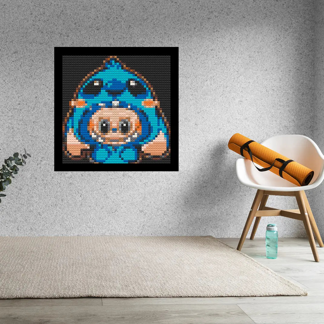 Stitch Labubu Home decoration Bricked Mosaic Portrait 16x16" Memobrick
