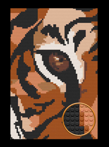 Tiger Art Piece Home Wall Decor Bricked Mosaic Portrait 20x30