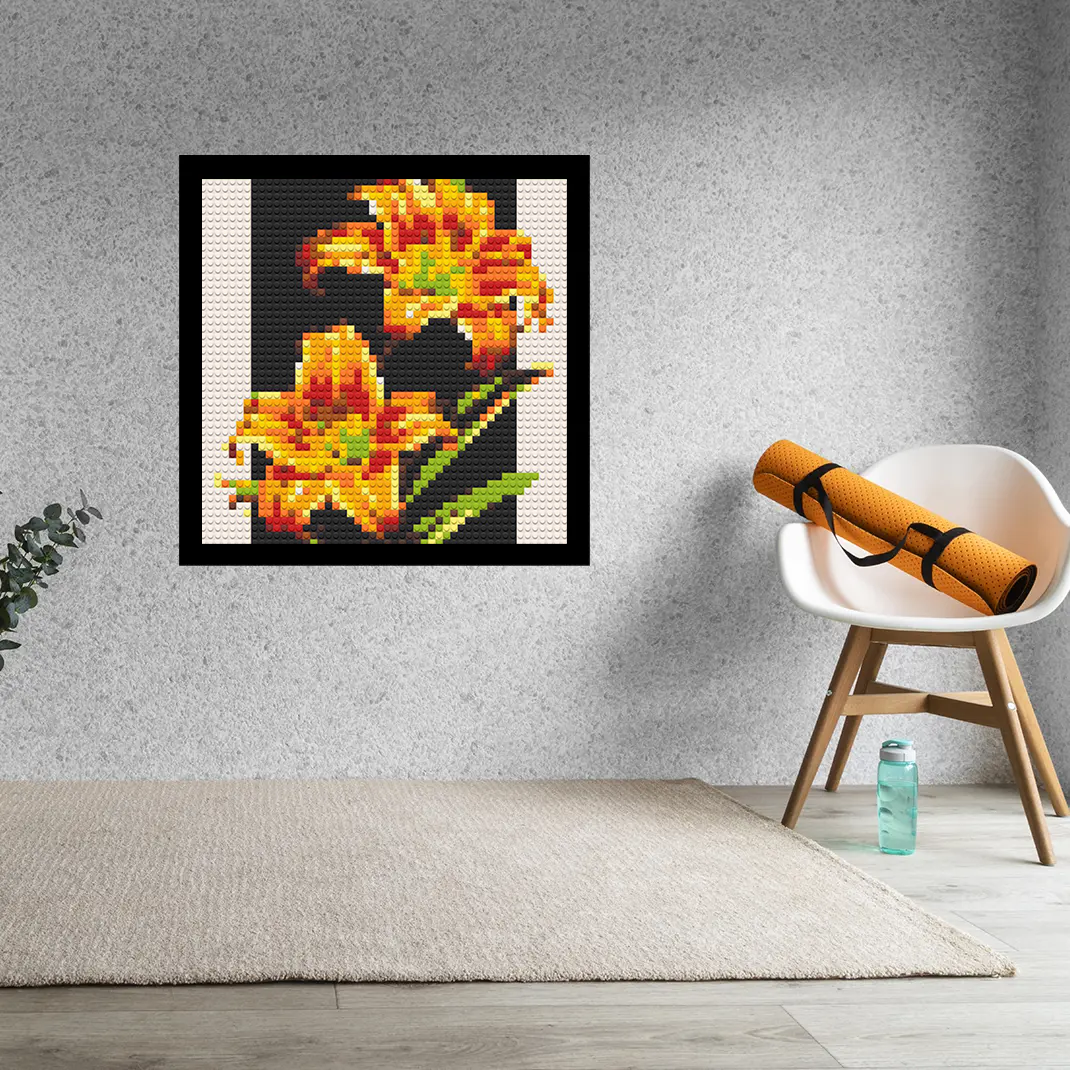 Tiger Lily Home decoration Bricked Mosaic Portrait 16x16"