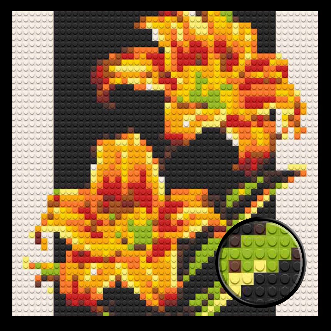 Tiger Lily Home decoration Bricked Mosaic Portrait 16x16"