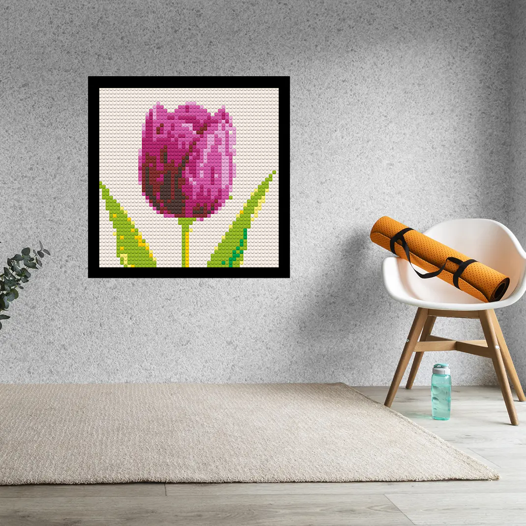 Tulips Flower Home decoration Bricked Mosaic Portrait 16x16"