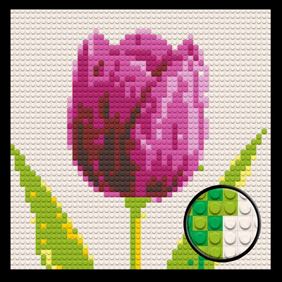 Purple Tulip Brick Mosaic Art Kit - 16x16 in DIY Wall Decor