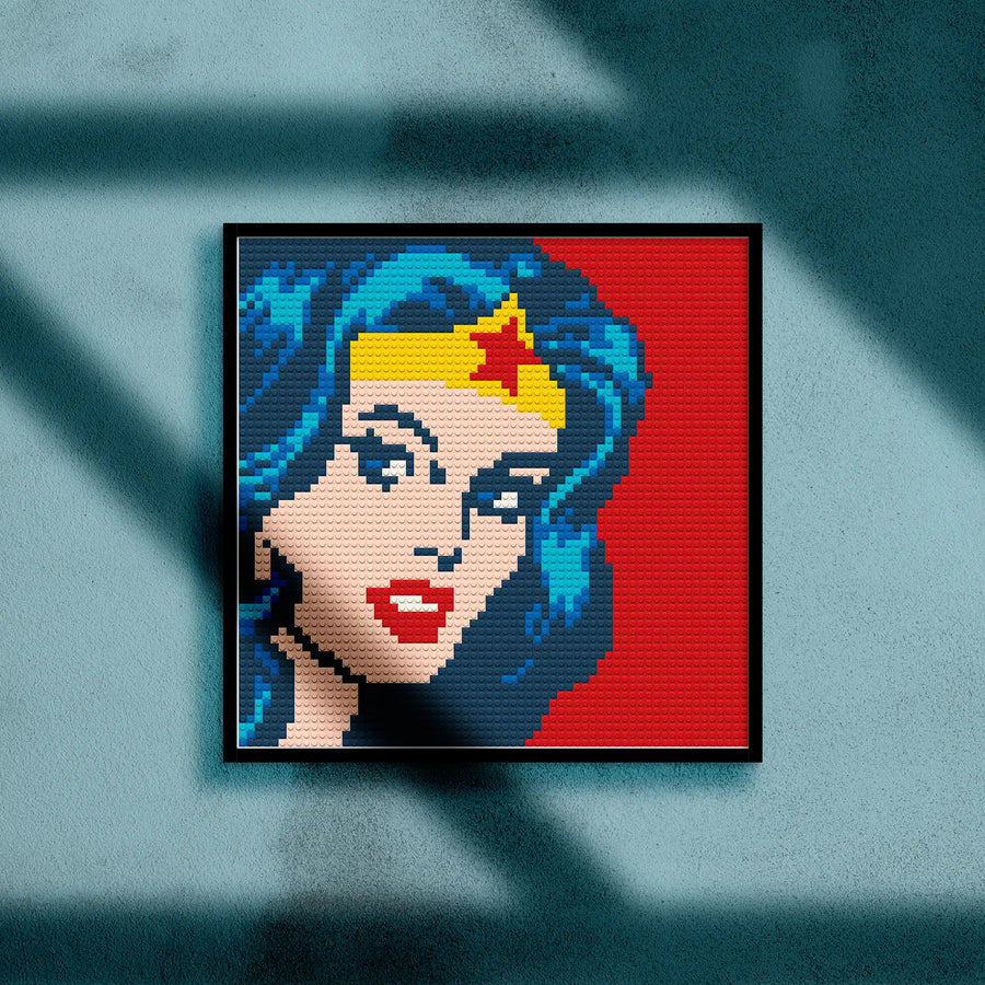 WONDER WOMAN BRICKED MOSAIC PORTRAIT 20X20 Memobrick