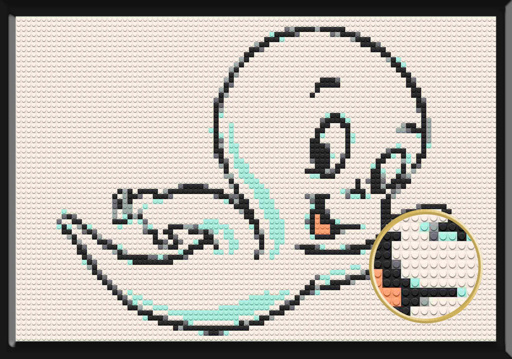 Casper The Friendly Ghost Art Piece Home Wall Decor Bricked Mosaic Portrait 20x30" - Memobrick