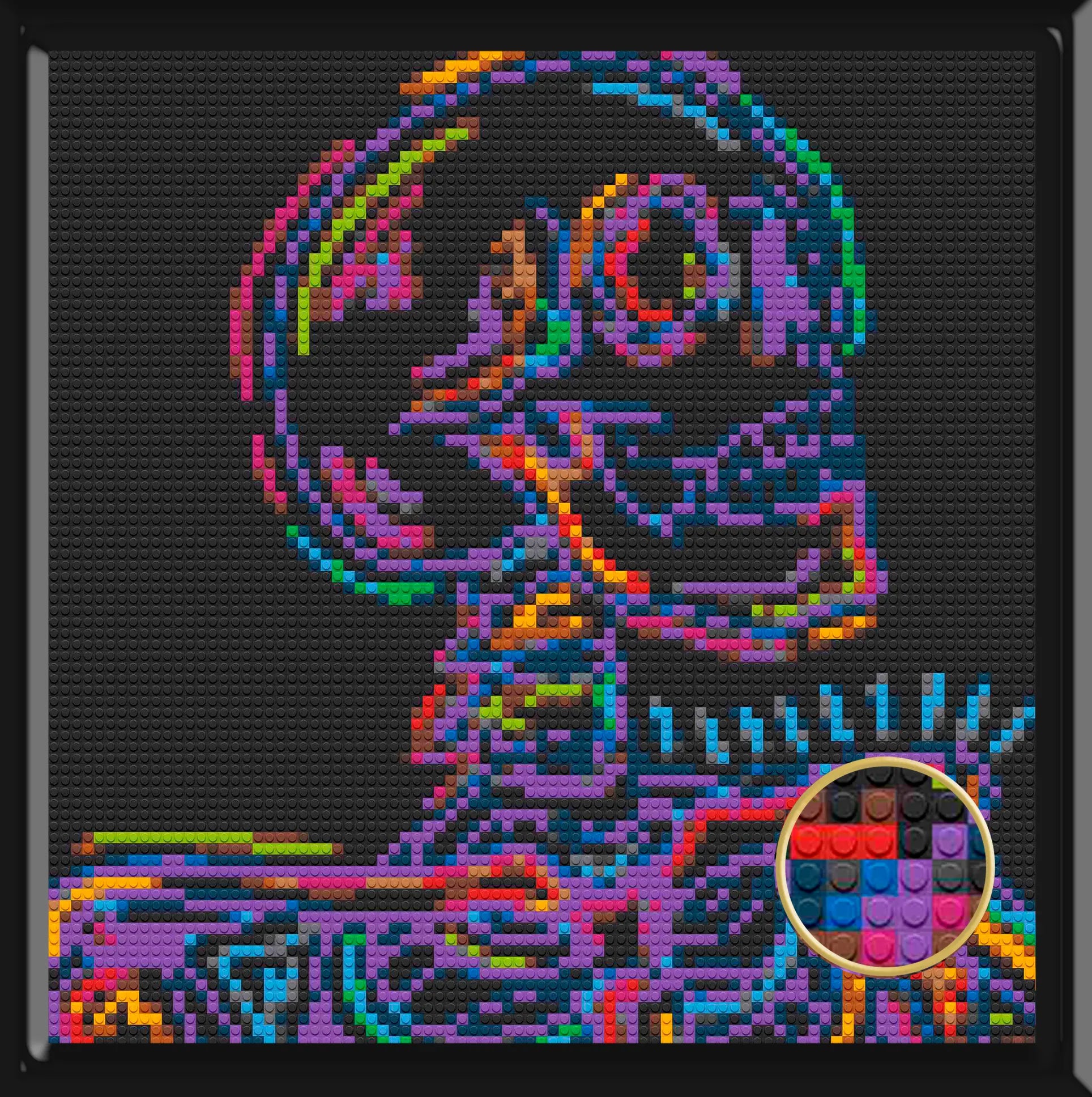 Colorful Skull Art Piece Home Wall Decor Bricked Mosaic Portrait 30x30" Memobrick