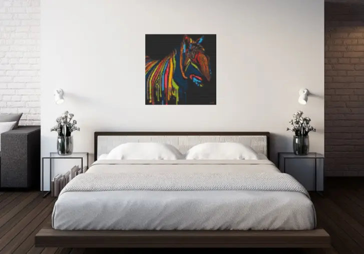 Bricked Mosaic 30x30" Colorful Zebra Art - Memobrick