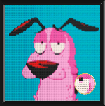 Courage the cowardly Dog Art Piece Home Wall Decor Bricked Mosaic Portrait 30x30
