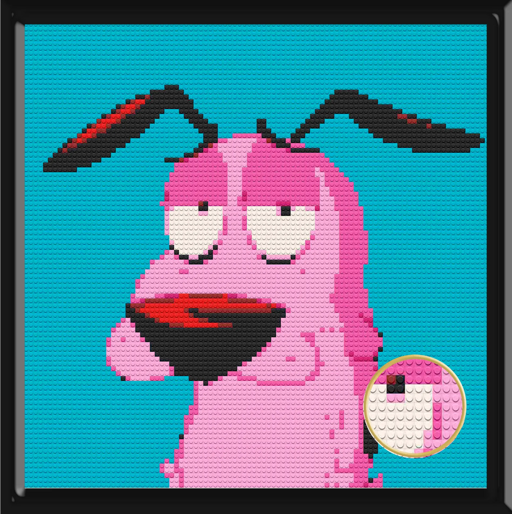 Courage the cowardly Dog Art Piece Home Wall Decor Bricked Mosaic Portrait 30x30" Memobrick