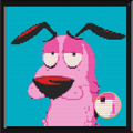 Courage the cowardly Dog Art Piece Home Wall Decor Bricked Mosaic Portrait 30x30" Memobrick